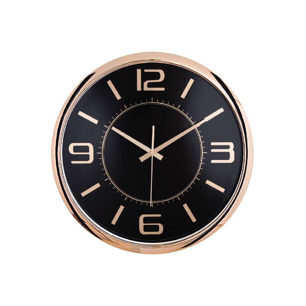 HELLEN404 SİYAH-BAKIR METALİZE ÇERÇEVE DUVAR SAATİ (420MM)